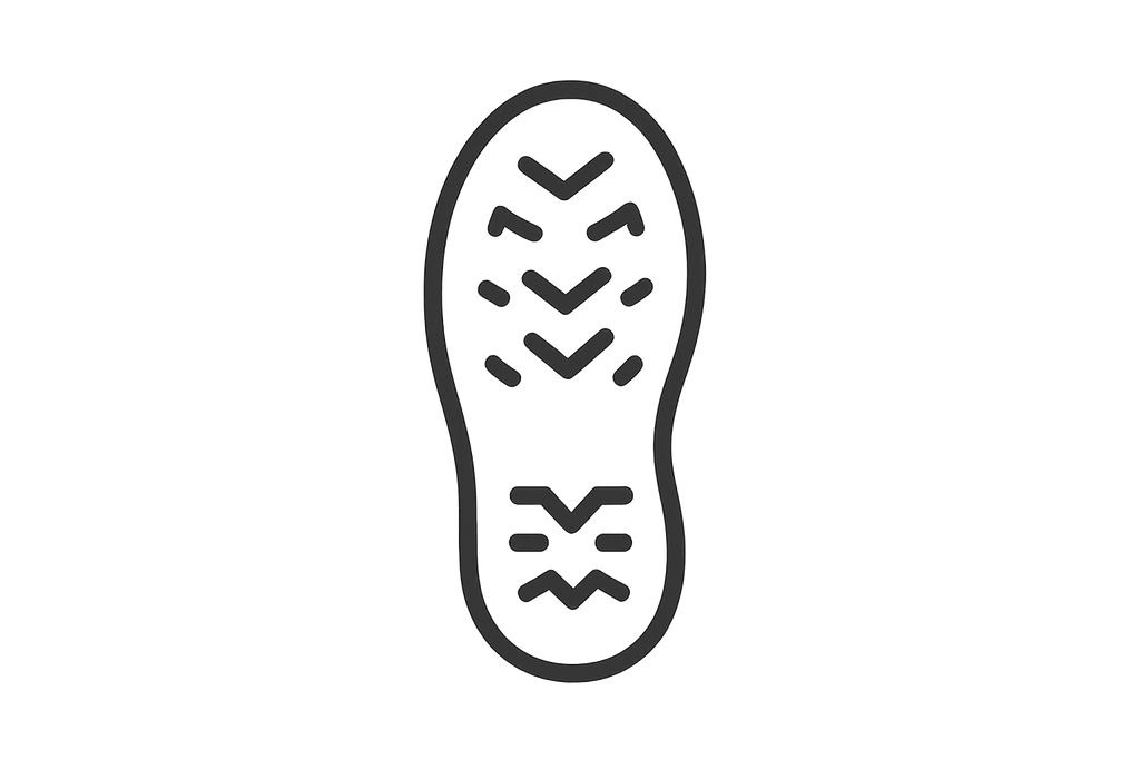 Minimalist icon of shoe sole with grip pattern