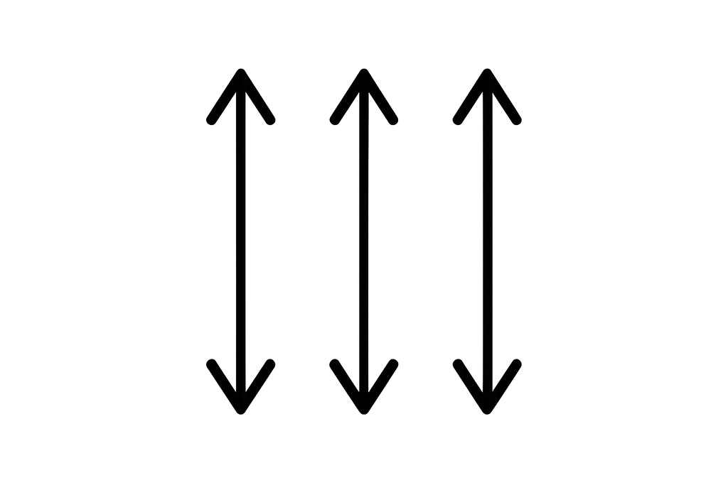 Three vertical arrows with heavier lines and arrow pointers at top and bottom