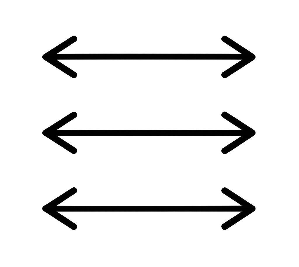 Three vertical arrows with heavier lines and arrow pointers at top and bottom